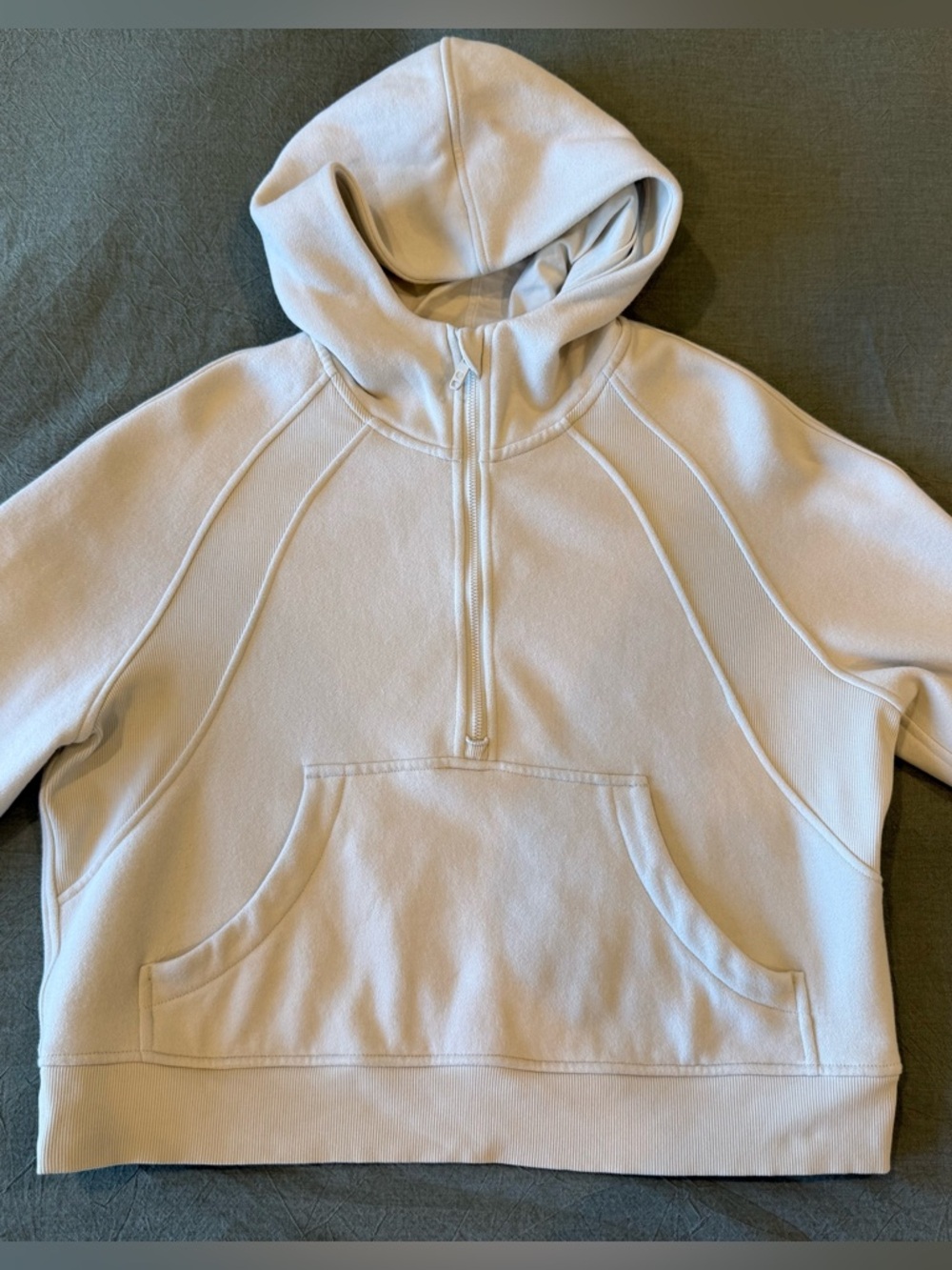 Ivory Half-Zip Pullover Hoodie